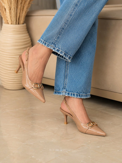 Luxe Buckle Slingback Heels | 3 Inches