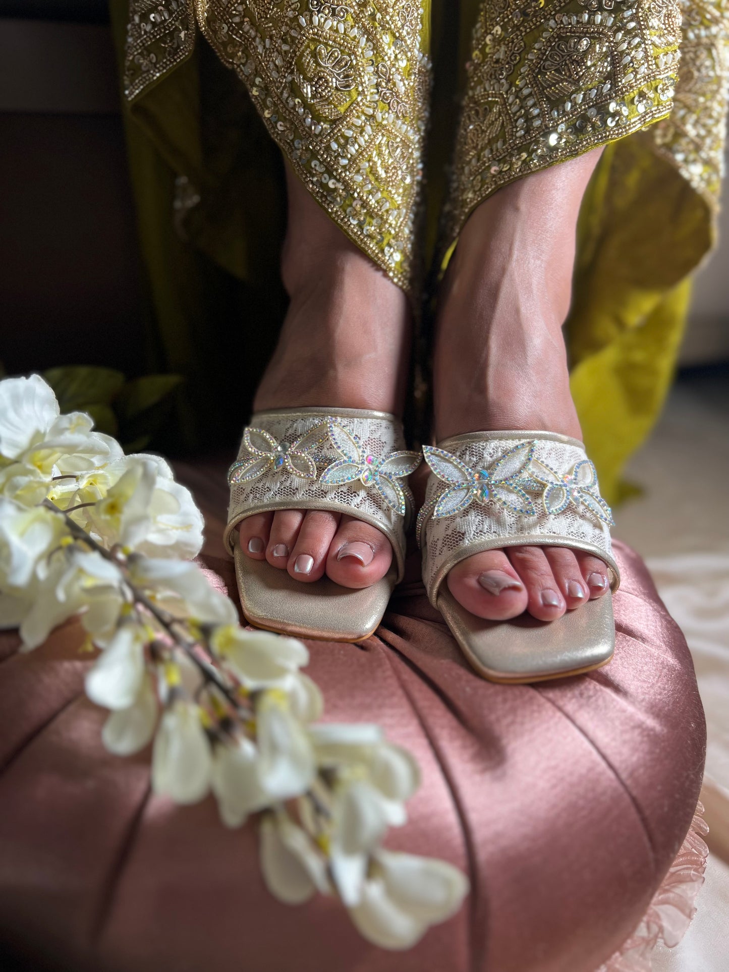 Ivory Buttery Lace Block Heels