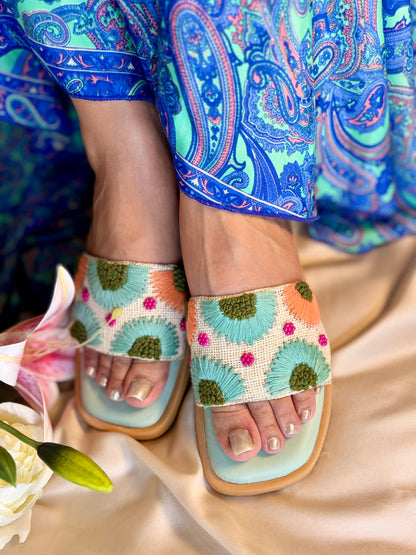 Sunshine Bloom Embroidered Wedges Sandal Stories