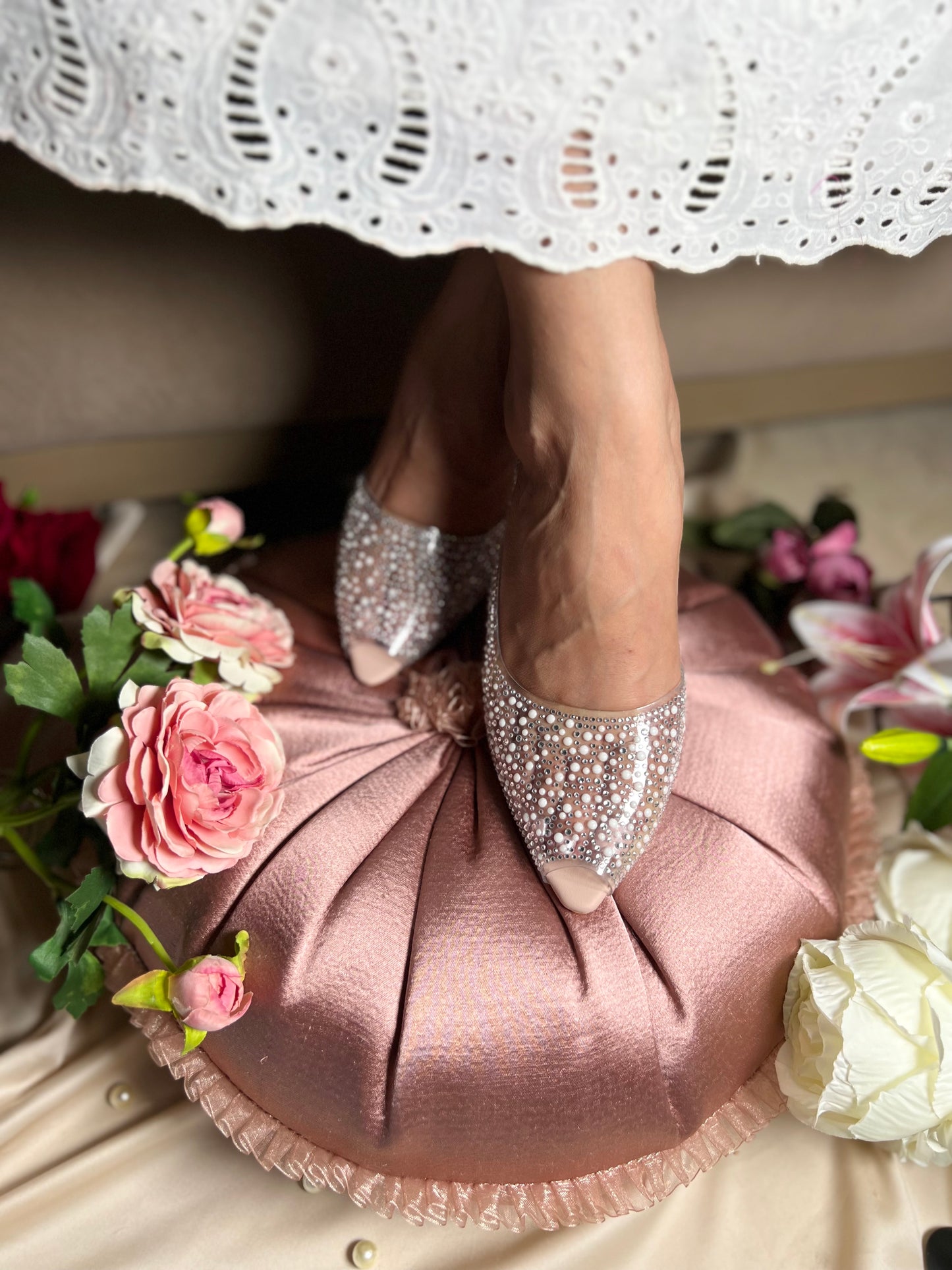 Crystal Glow Slingback Heels