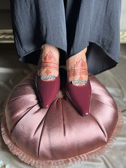 Red Wine Crystal Kitten Heels