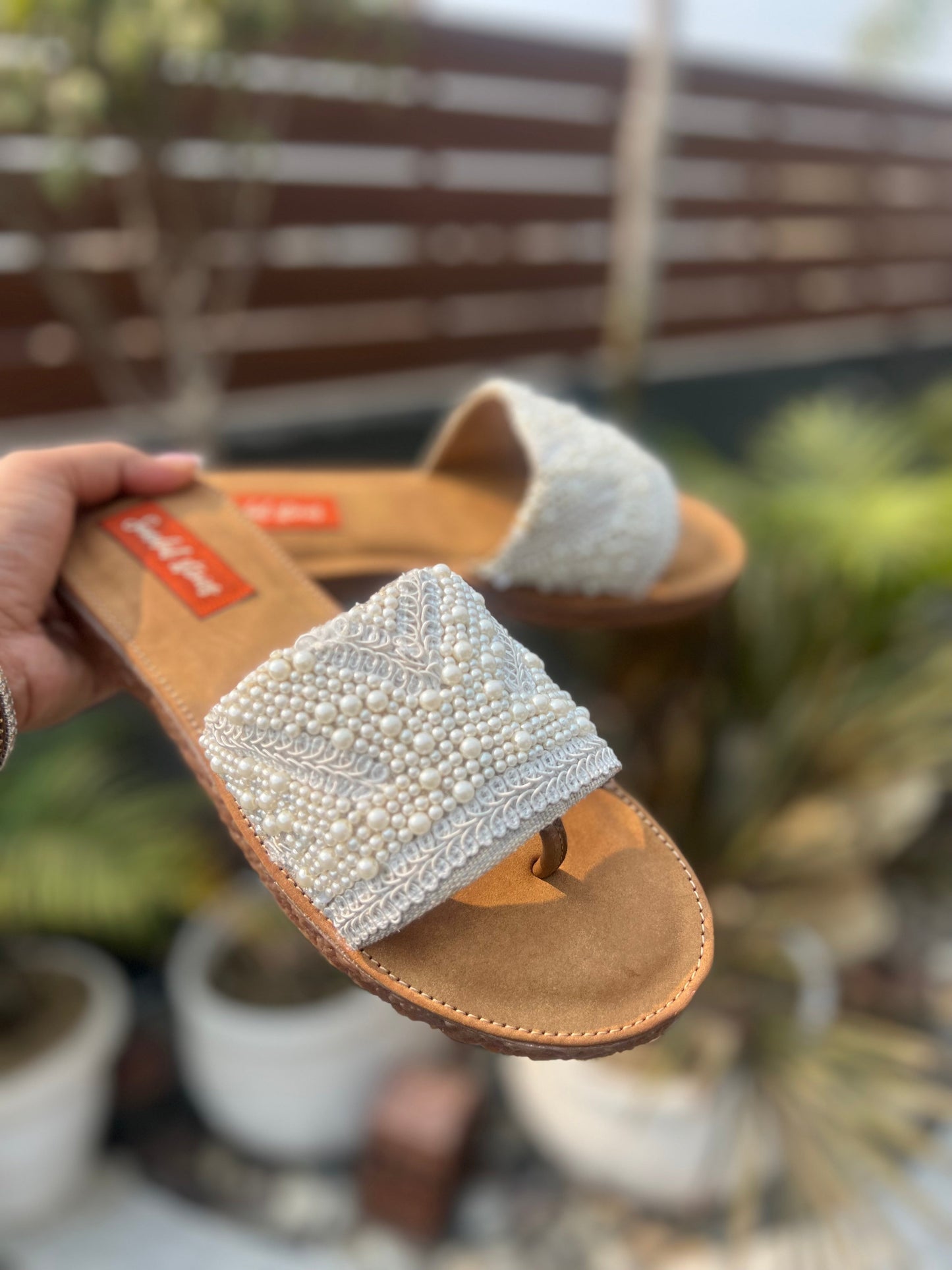 Pearl Embellished Handcrafted Flats – Ivory Elegance Sandal Stories