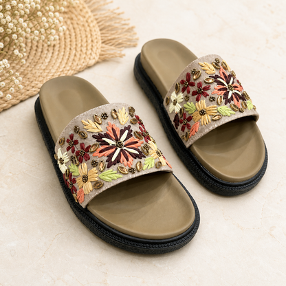 Monsoon Bloom Embroidered Sliders | Monsoon Friendly