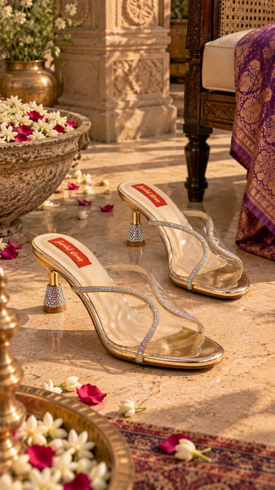 Ruhani Strappy Heels | 2 Inch | Gold