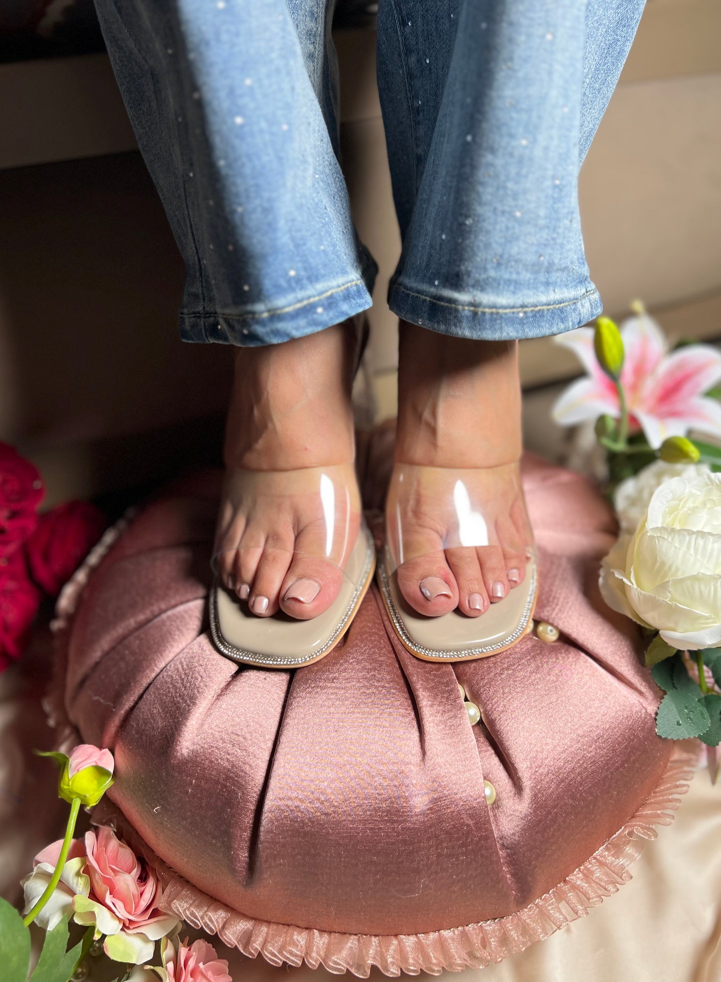 Crystal Clear Block Heels