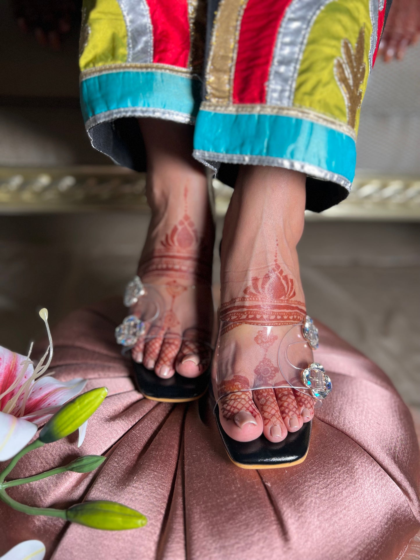 Crystal Bloom Clear Heels