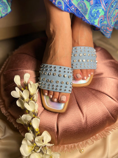 Twinkle Toes Denim Studded Slides Sandal Stories