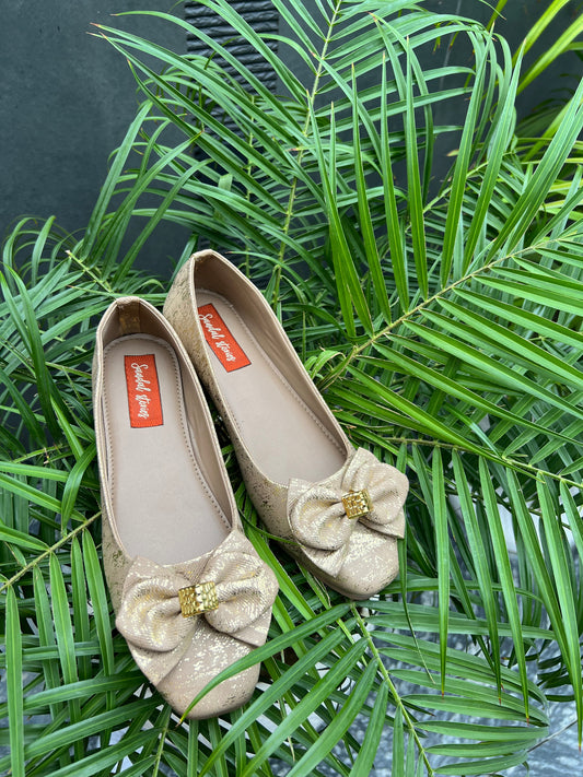 Champagne Charm Bow Ballerinas Sandal Stories