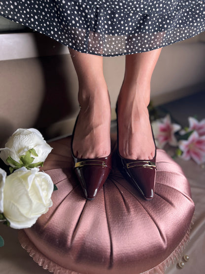 Red Wine Luxe Patent Slingbacks