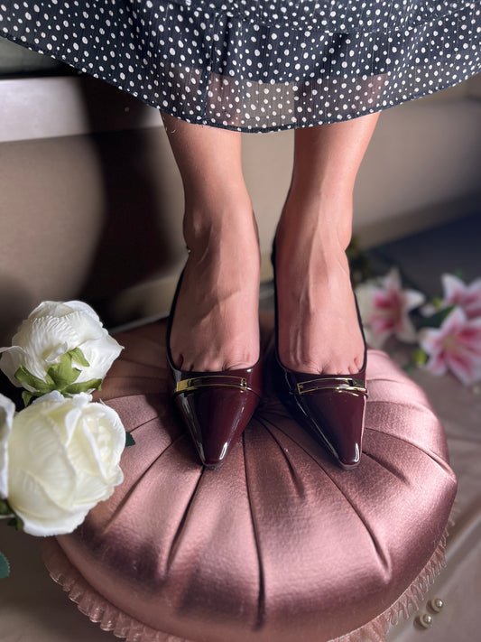 Red Wine Luxe Patent Slingbacks