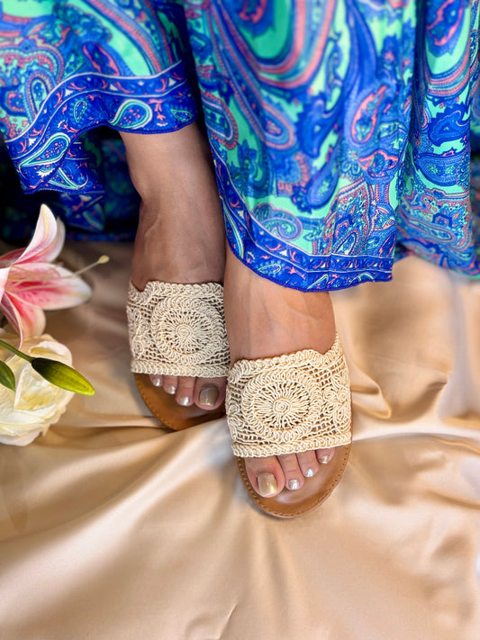 Ivory Crochet Slide Sandals Sandal Stories