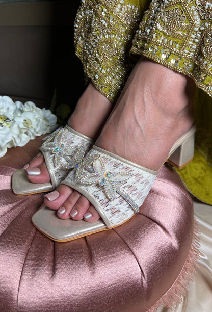 Ivory Buttery Lace Block Heels