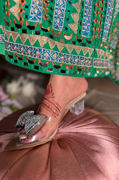 Statement Crystal Bow Luxe Clear Heels