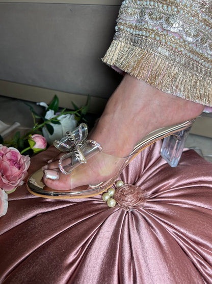 Crystal Bow Transparent Heels