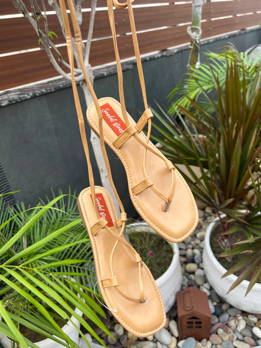 Desert Tan Tie-Up Flats Sandal Stories