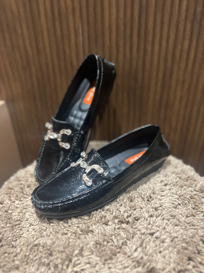 Black Crystal-Weave Loafers