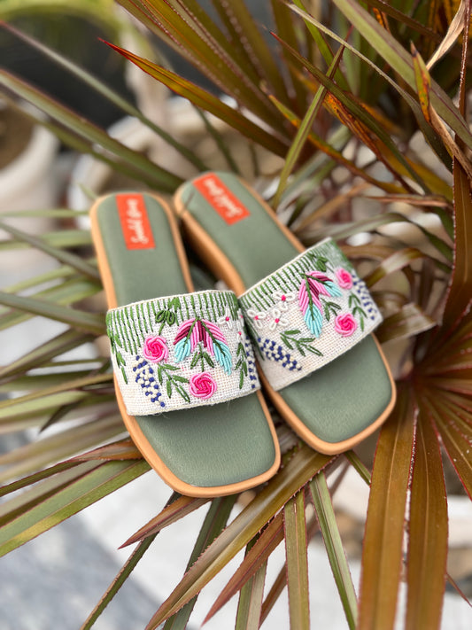 Forest Bloom Embroidered Wedges