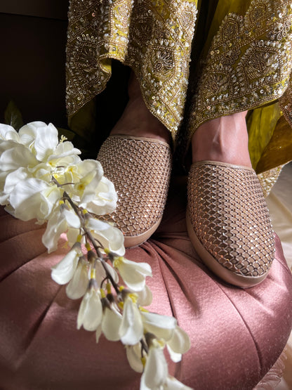Golden Mesh Mule Flats