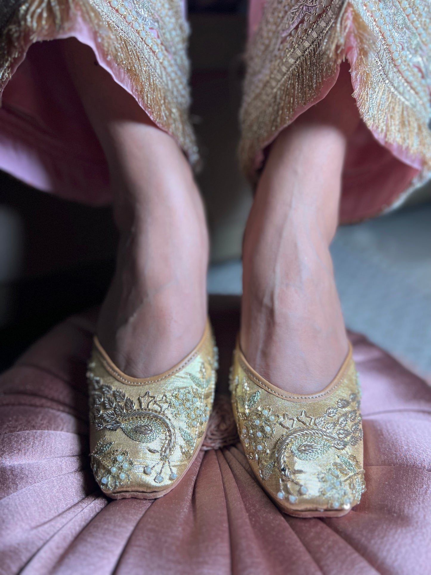 Golden Peacock Embroidered Juttis