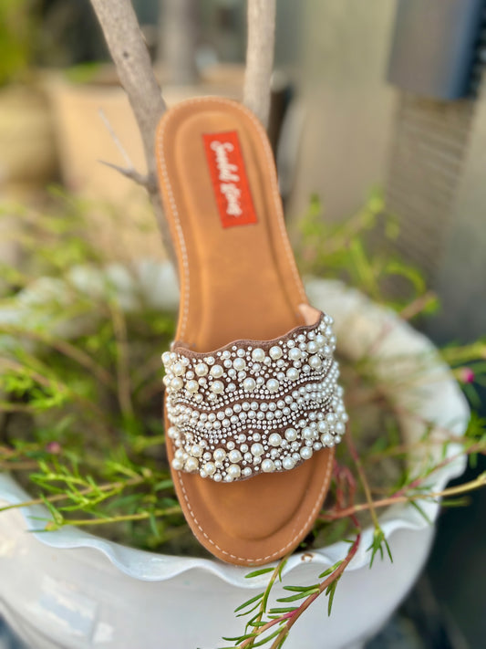 Pearl Wave Embellished Comfort Flats