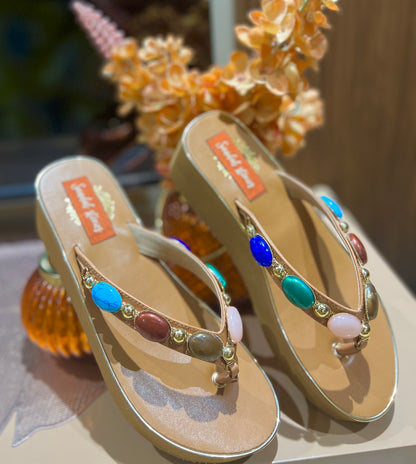 Multicolor Embellished V-Shape Wedges