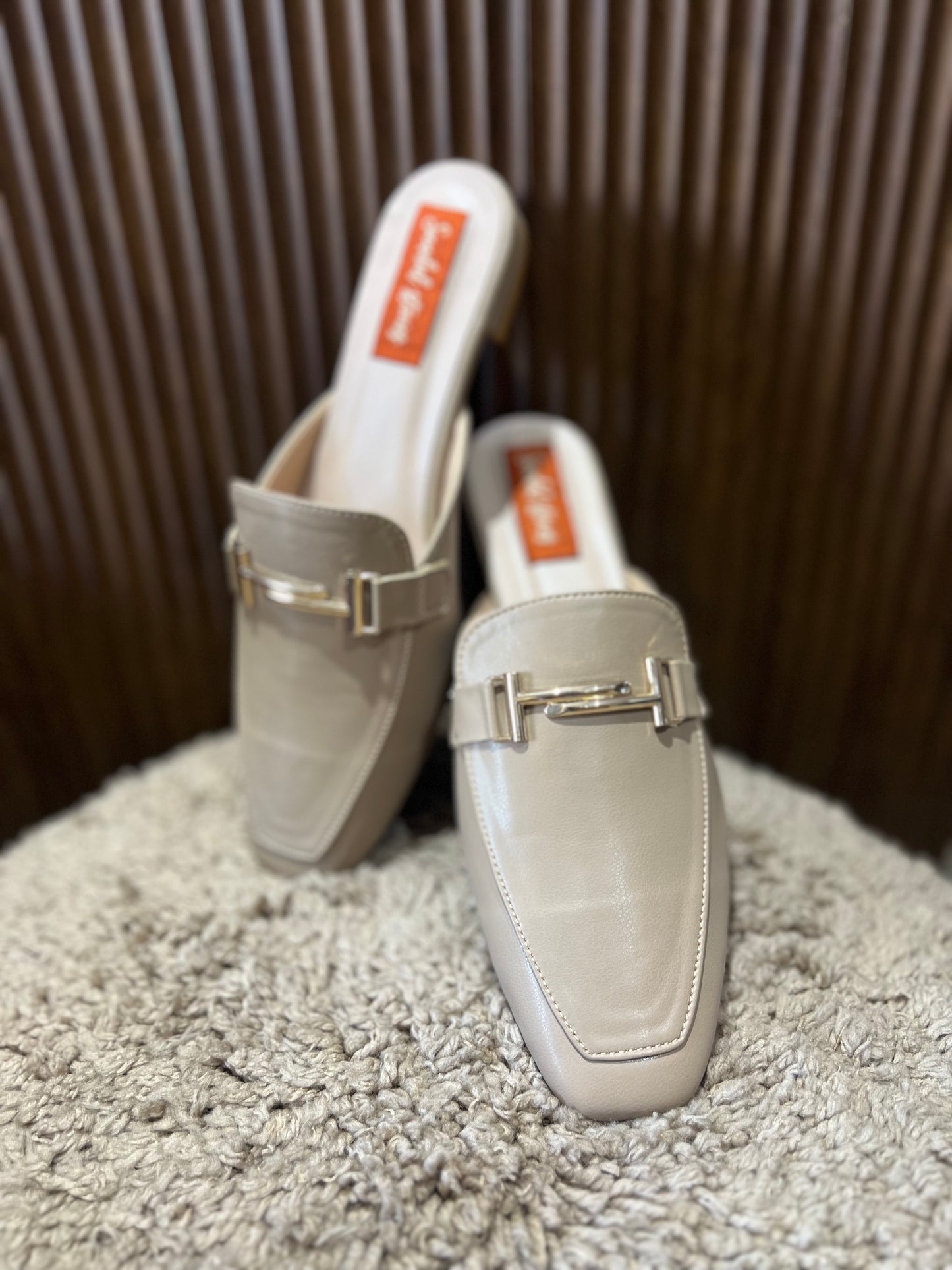 Cream Luxe Buckle Mules