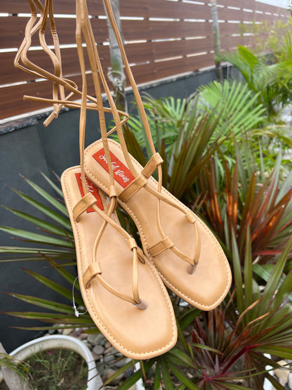 Desert Tan Tie-Up Flats Sandal Stories