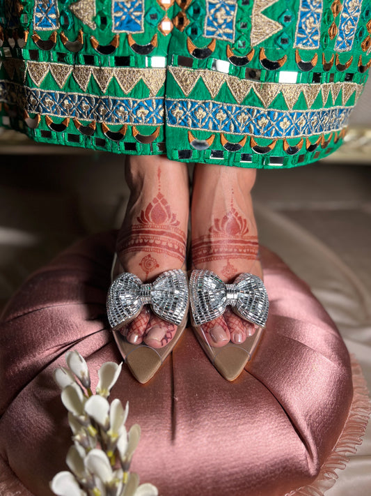 Statement Crystal Bow Luxe Clear Heels