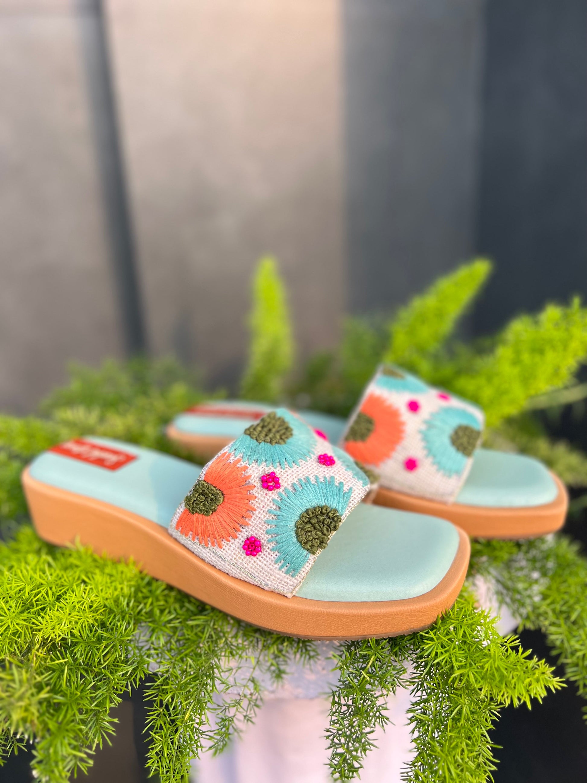 Sunshine Bloom Embroidered Wedges Sandal Stories