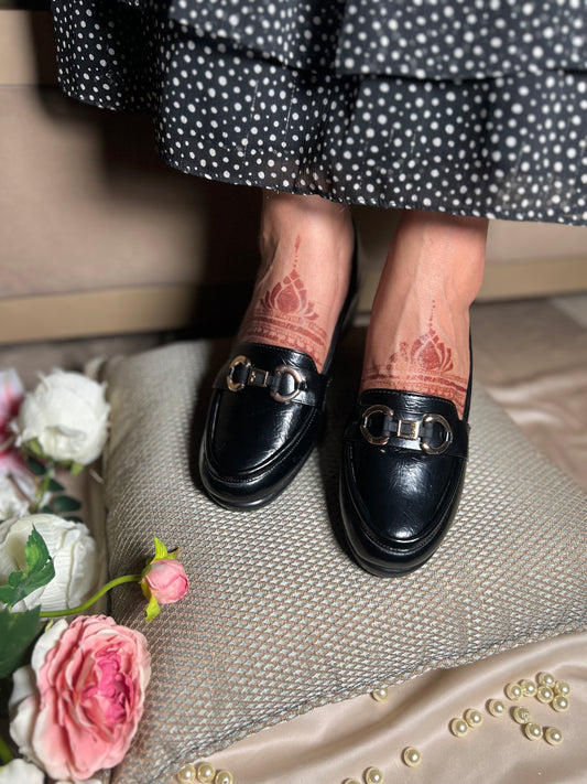 Classic Black Loafers with Heels