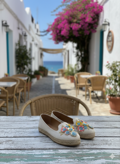 Mehfil Ivory Multi-Floral 3D Embellished Espadrilles