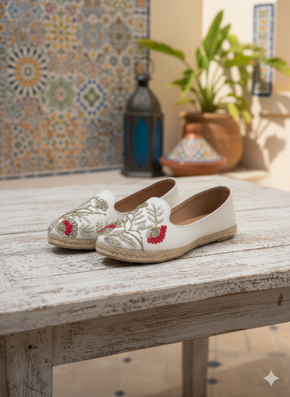 Gulnaz Zari Floral Embroidered Espadrilles