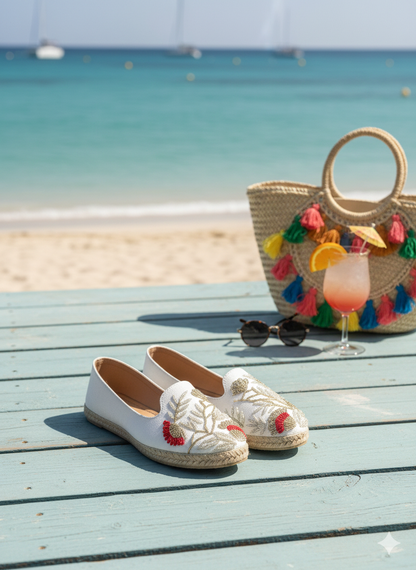 Gulnaz Zari Floral Embroidered Espadrilles