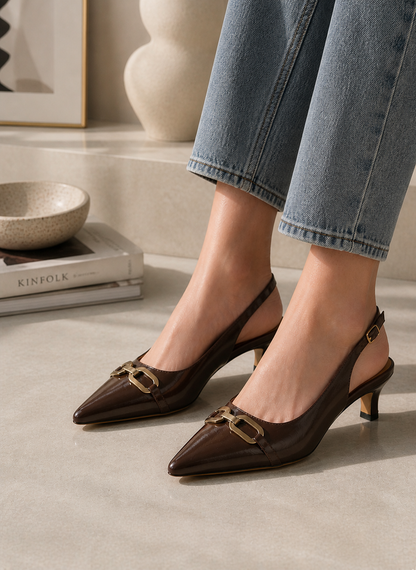 Classic Buckle Slingback Heels