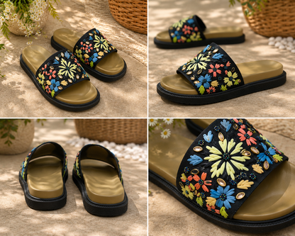 Monsoon Midnight Embroidered Sliders | Monsoon Friendly
