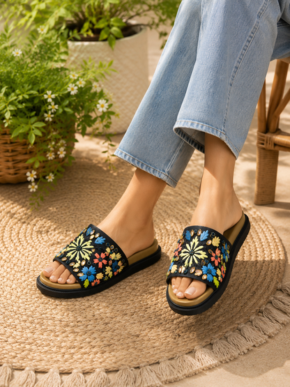 Monsoon Midnight Embroidered Sliders | Monsoon Friendly