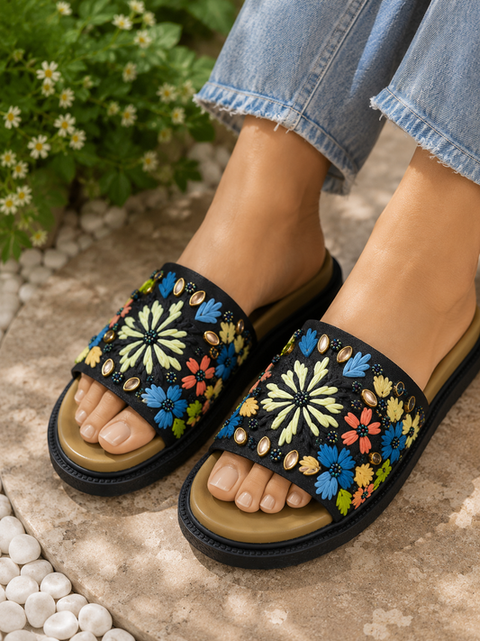 Monsoon Midnight Embroidered Sliders | Monsoon Friendly