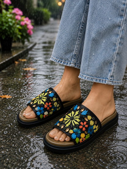 Monsoon Midnight Embroidered Sliders | Monsoon Friendly