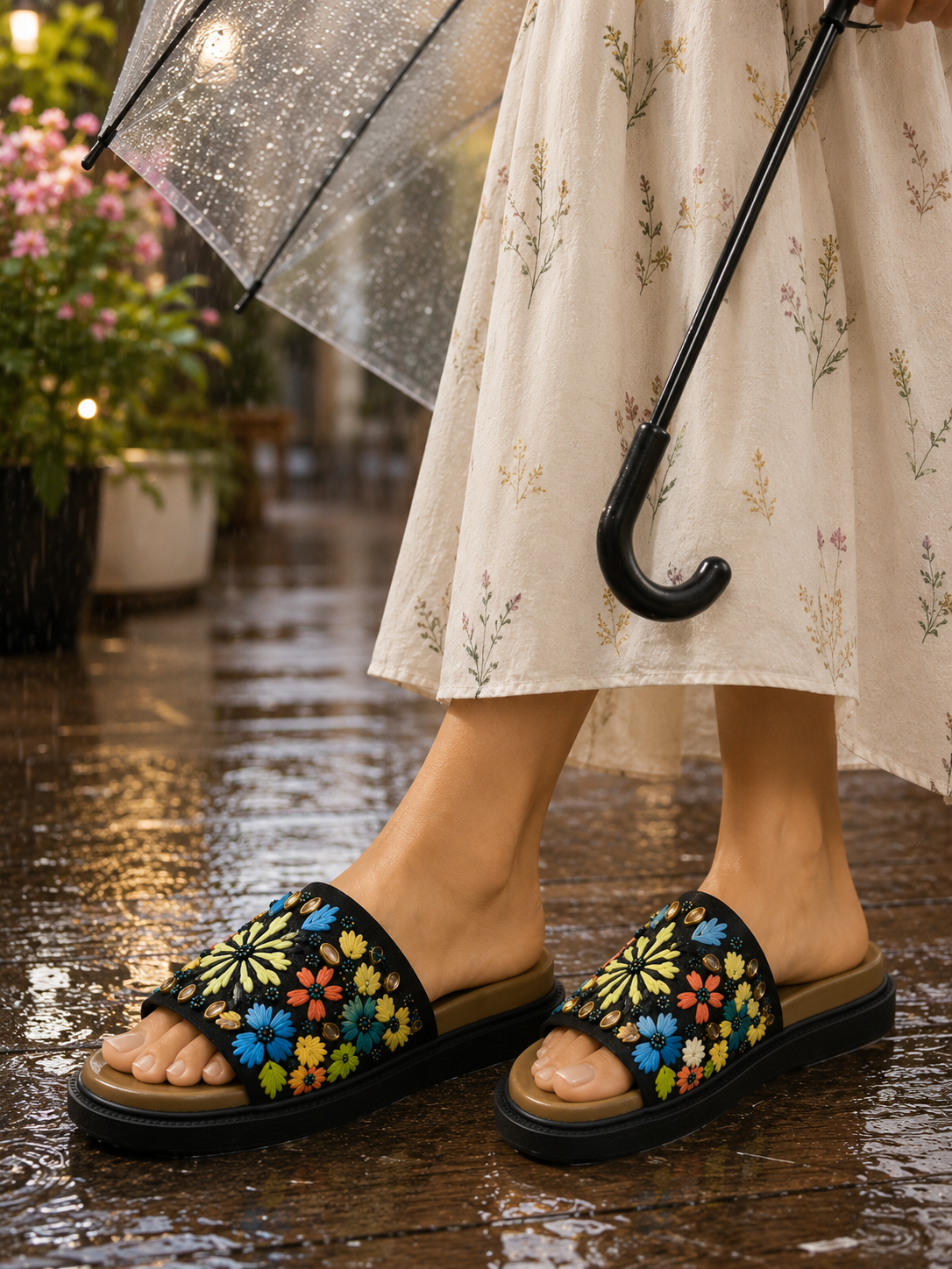Monsoon Midnight Embroidered Sliders | Monsoon Friendly