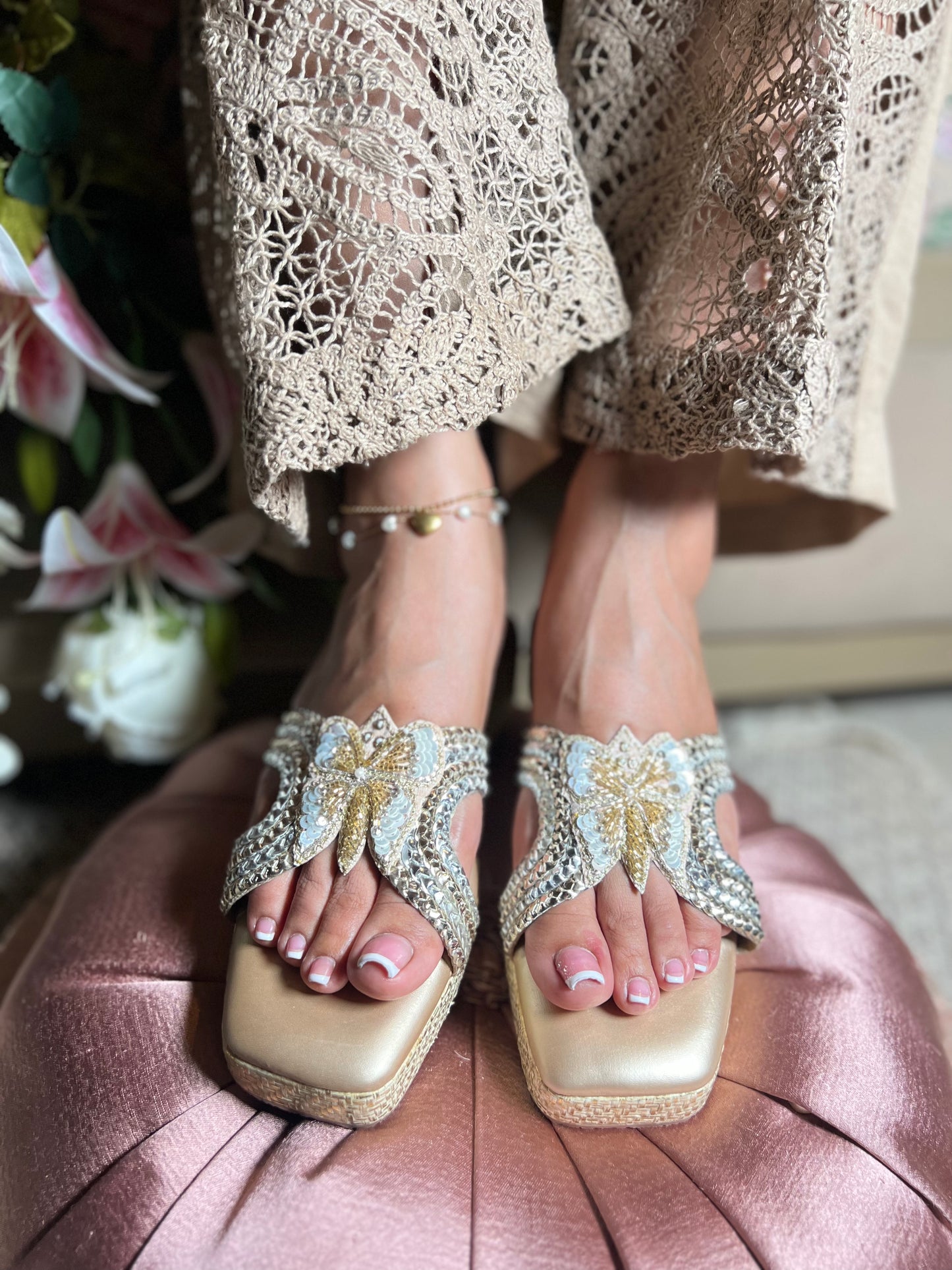 Champagne Flutter Wedges | 1.5 Inches