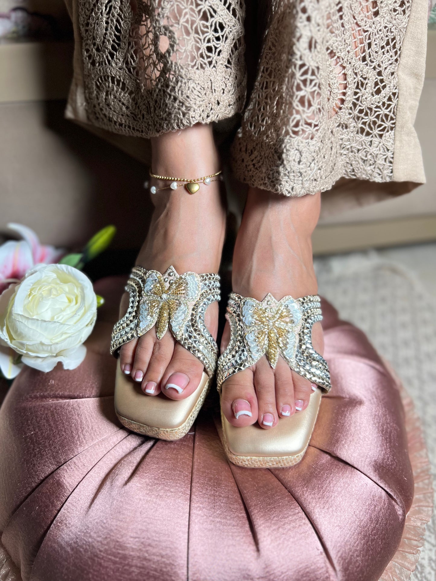 Champagne Flutter Wedges | 1.5 Inches