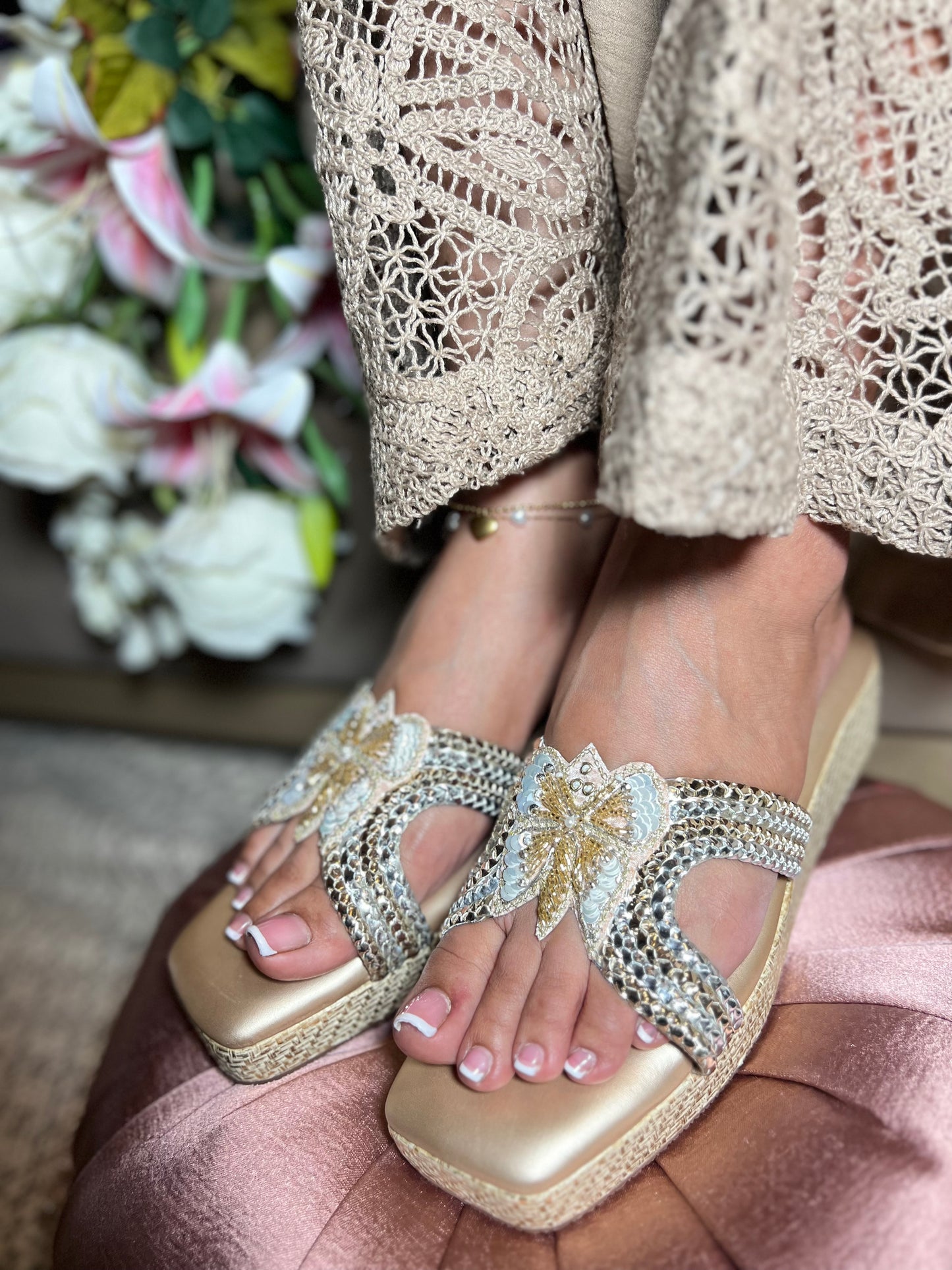 Champagne Flutter Wedges | 1.5 Inches