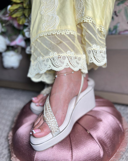 Ivory Pearl Grace Anklet Wedges | 2 Inches