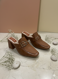 Classic Buckle Block-Heel Mules