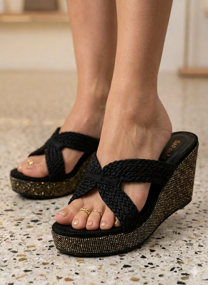 Midnight Weave Comfort Wedges | 3 Inches