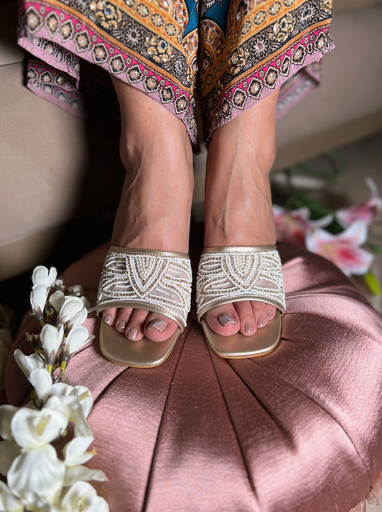 Zari Glow Embellished Block Heels