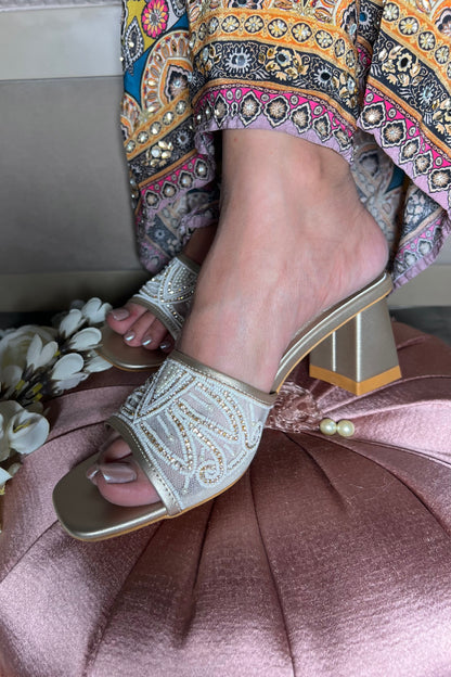 Zari Glow Embellished Block Heels