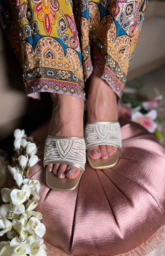 Zari Glow Embellished Block Heels
