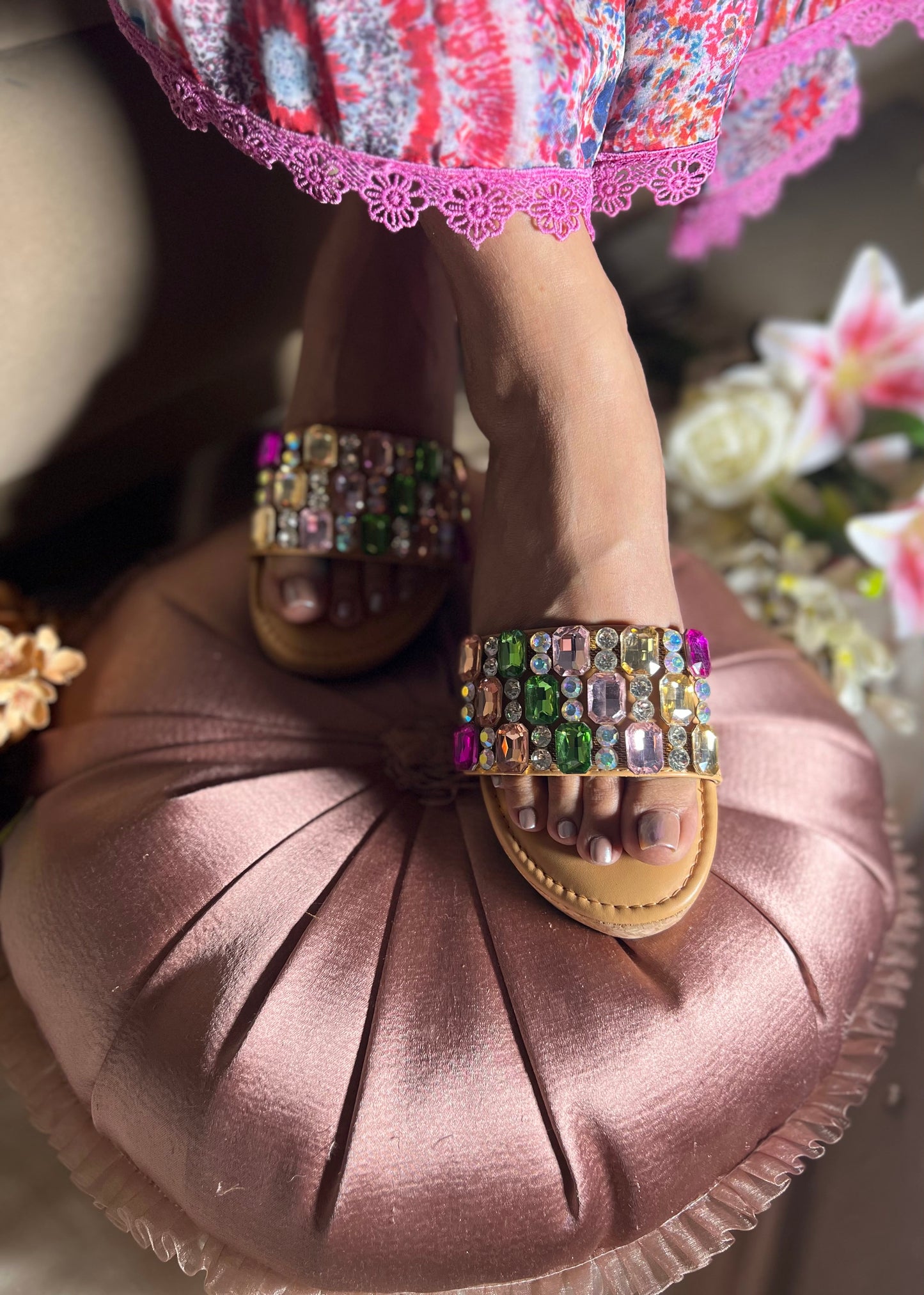 Noor Candy Embellished Wedges