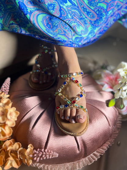 Noor Multi-Jewel Luxe Flats with Back Elastic